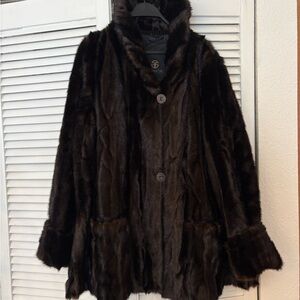 Dark Brown faux Mink Fur Coat